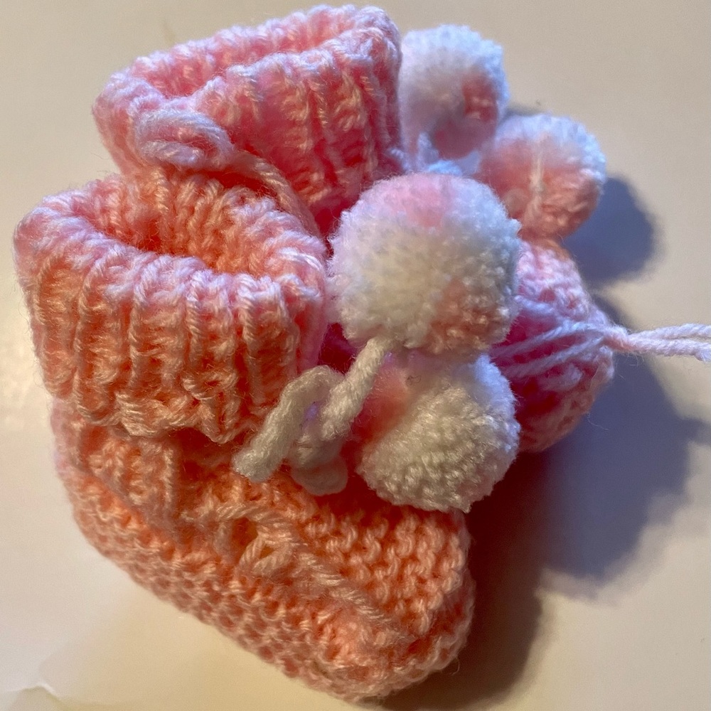 Soft Baby Pink Newborn Baby Booties 
Measurements 1.5” x 3”